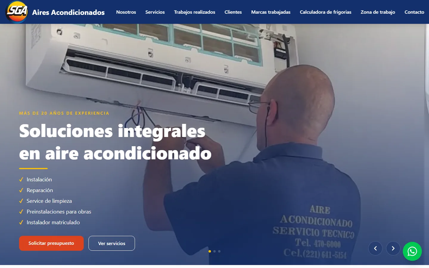 Inicio del sitio de SGA Aires Acondicionados